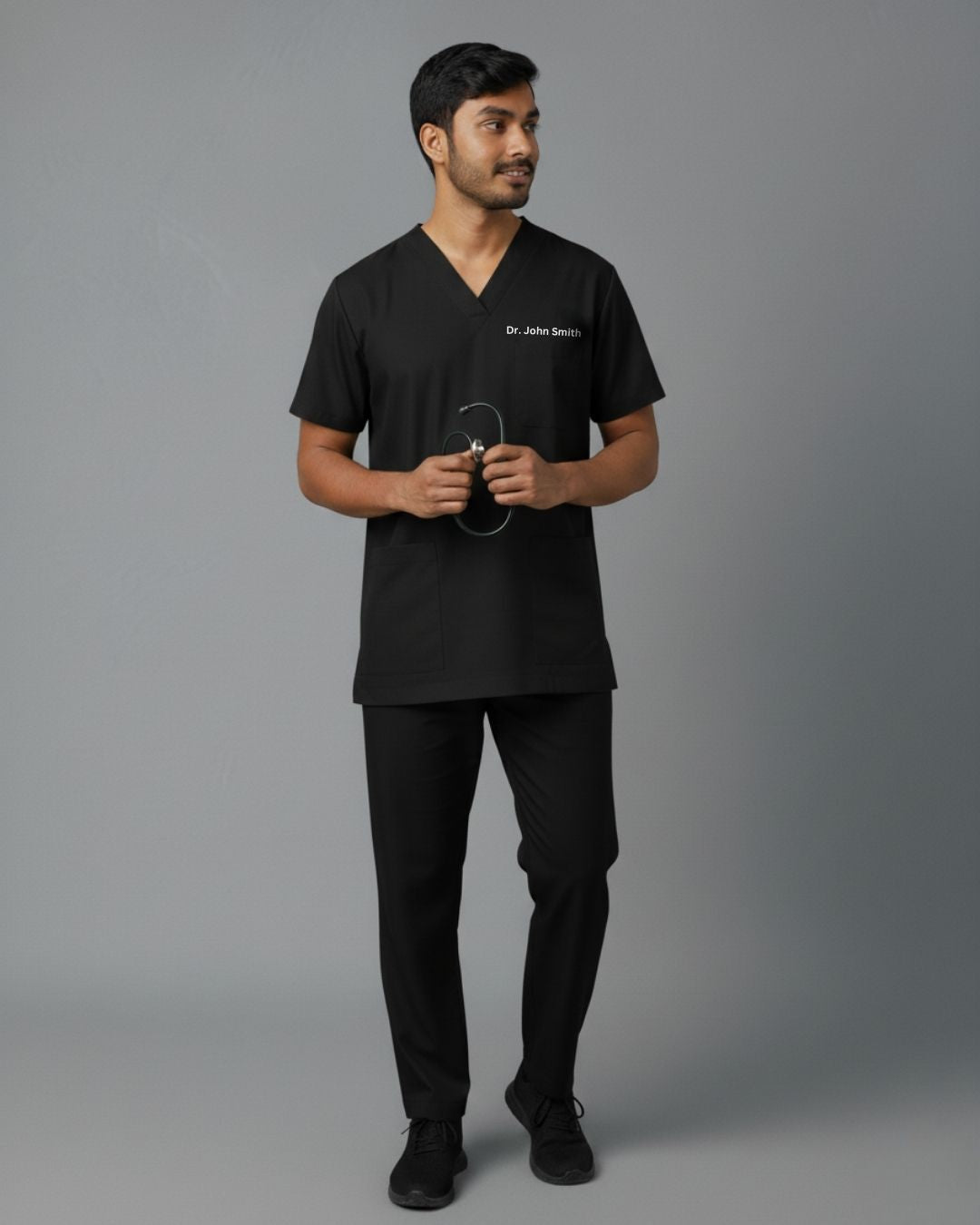 Men’s Classic Scrub Set - Black - Customized Embroidery