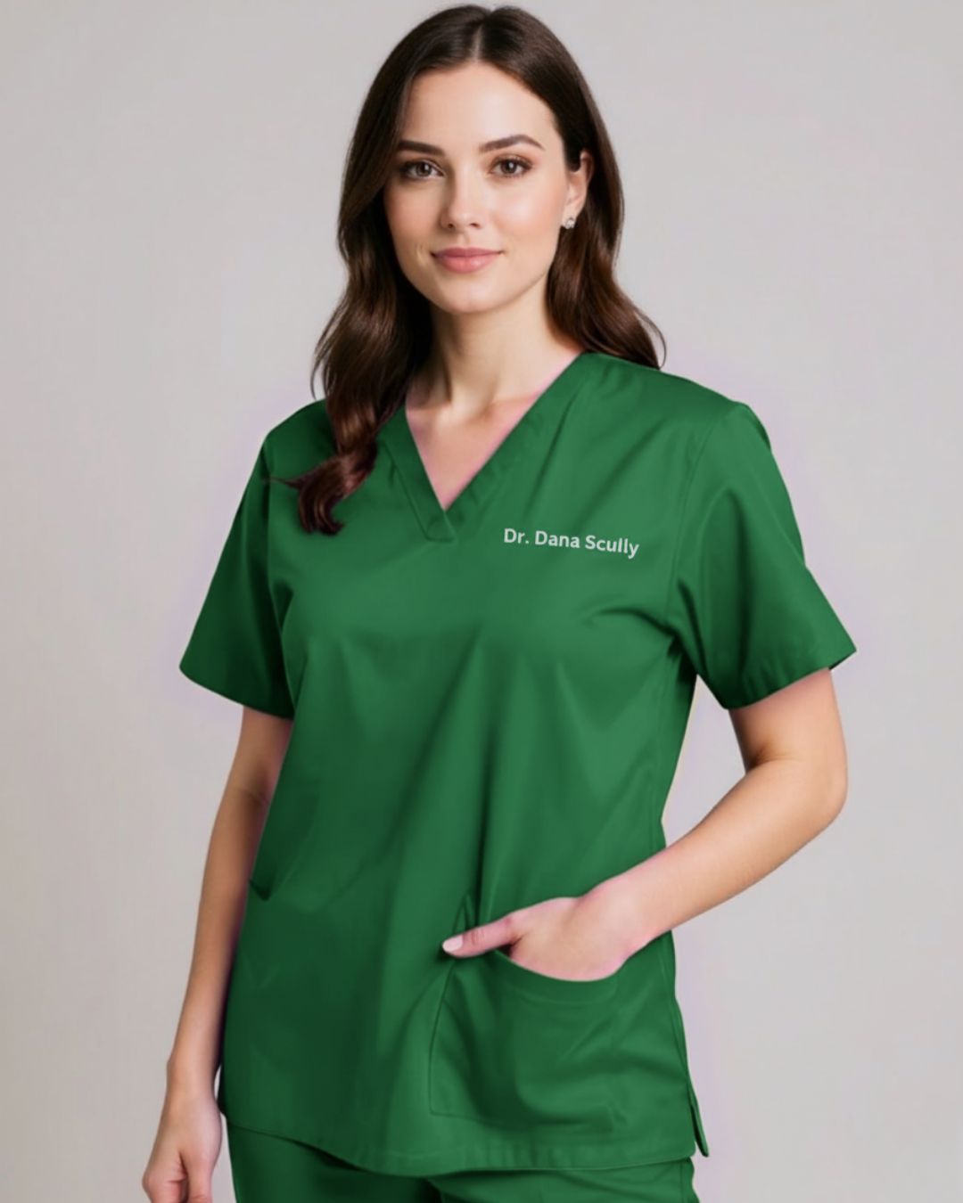 Women’s Classic Scrub Top - Hunter Green - Customized Embroidery