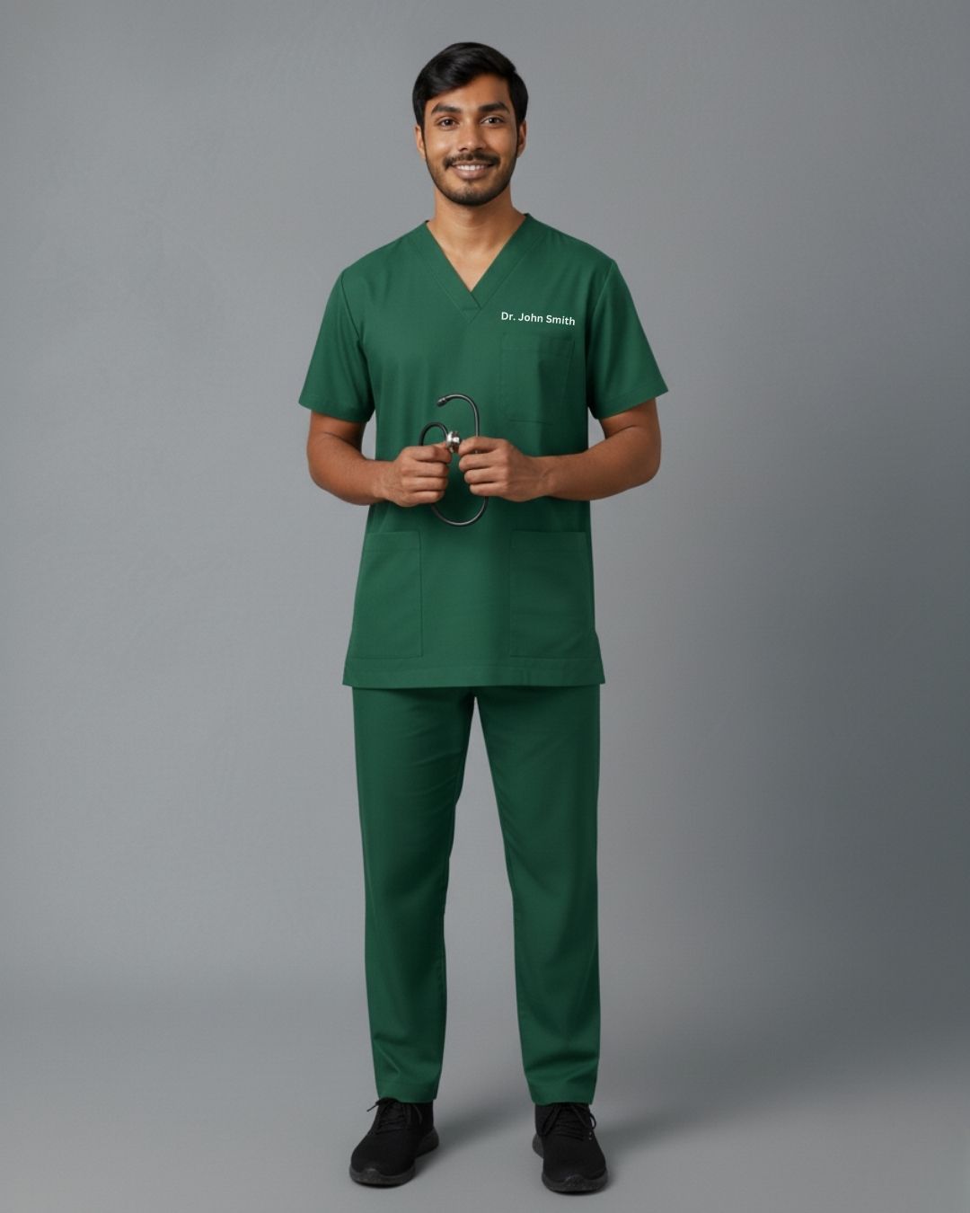 Men’s Classic Scrub Set - Hunter Green - Customized Embroidery