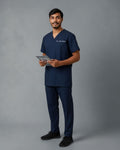 Men’s Classic Scrub Set - Navy Blue - Customized Embroidery