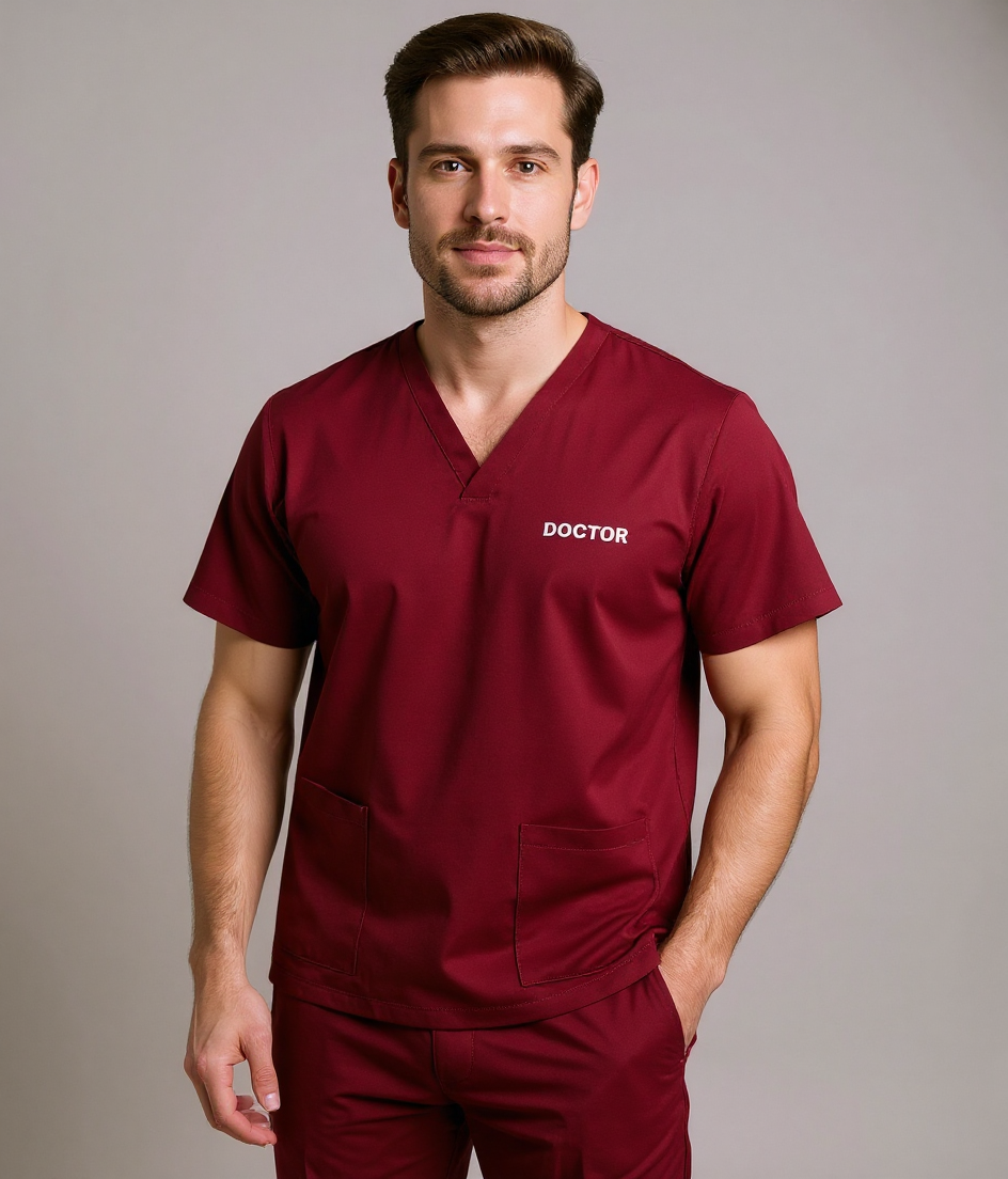 Men’s Classic Scrub Top - Maroon