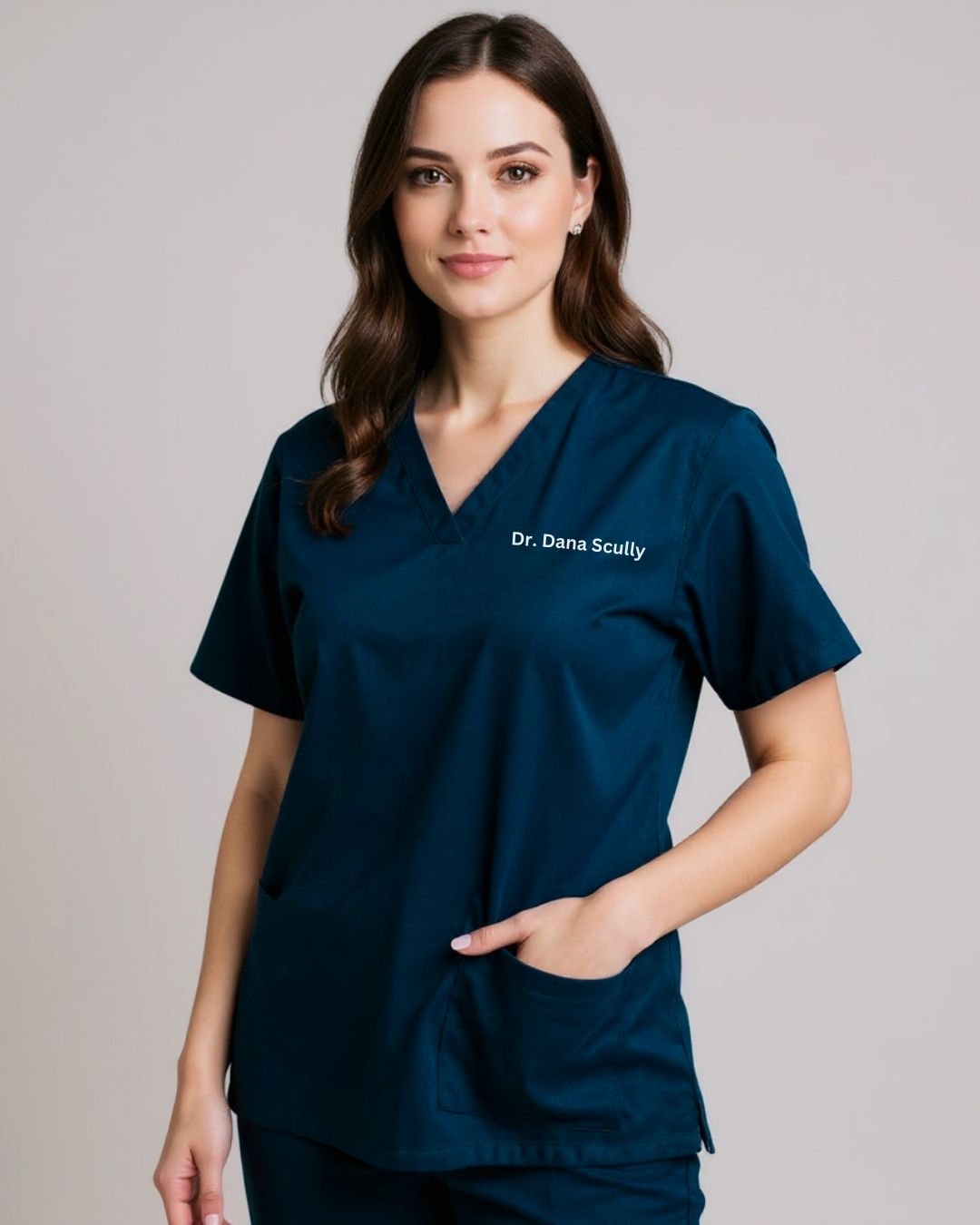 Women’s Classic Scrub Top - Navy Blue - Customized Embroidery