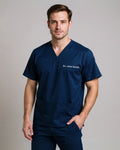 Men’s Classic Scrub Top - Navy Blue - Customized Embroidery